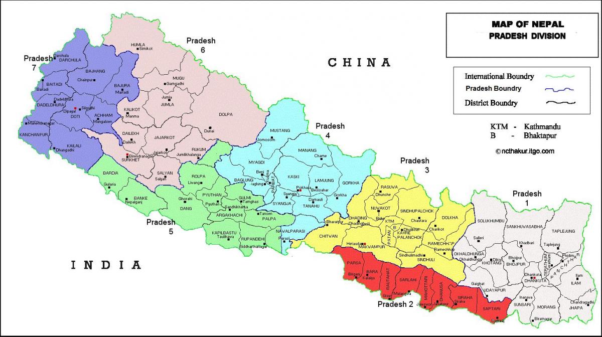 7 Pradesh Nepal mapie