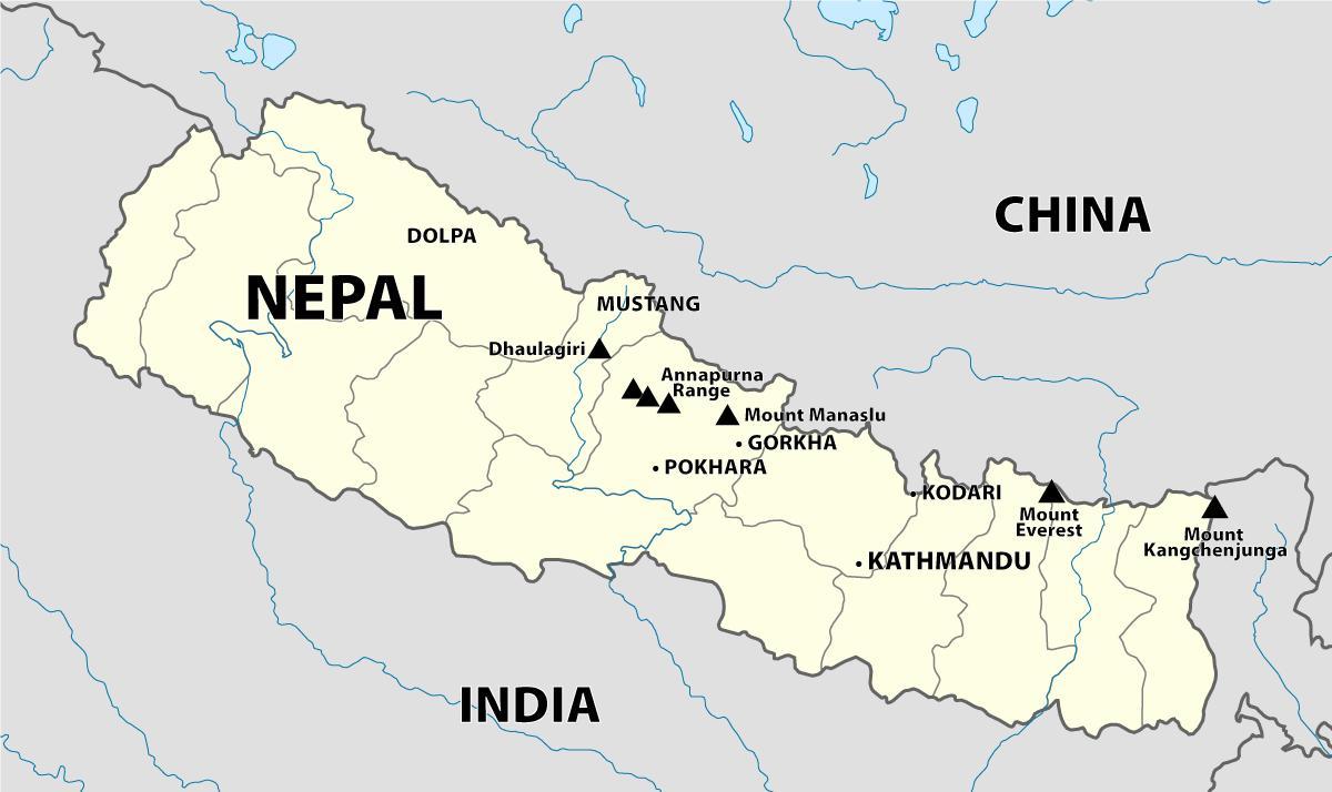 Mapa Nepal góry