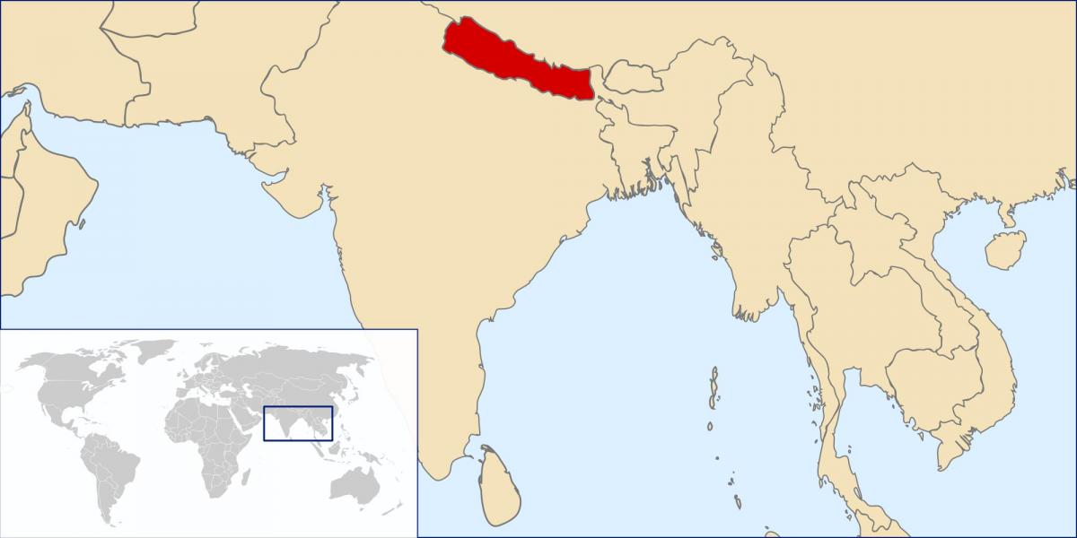 Mapa Nepalu lokalizacja na świat