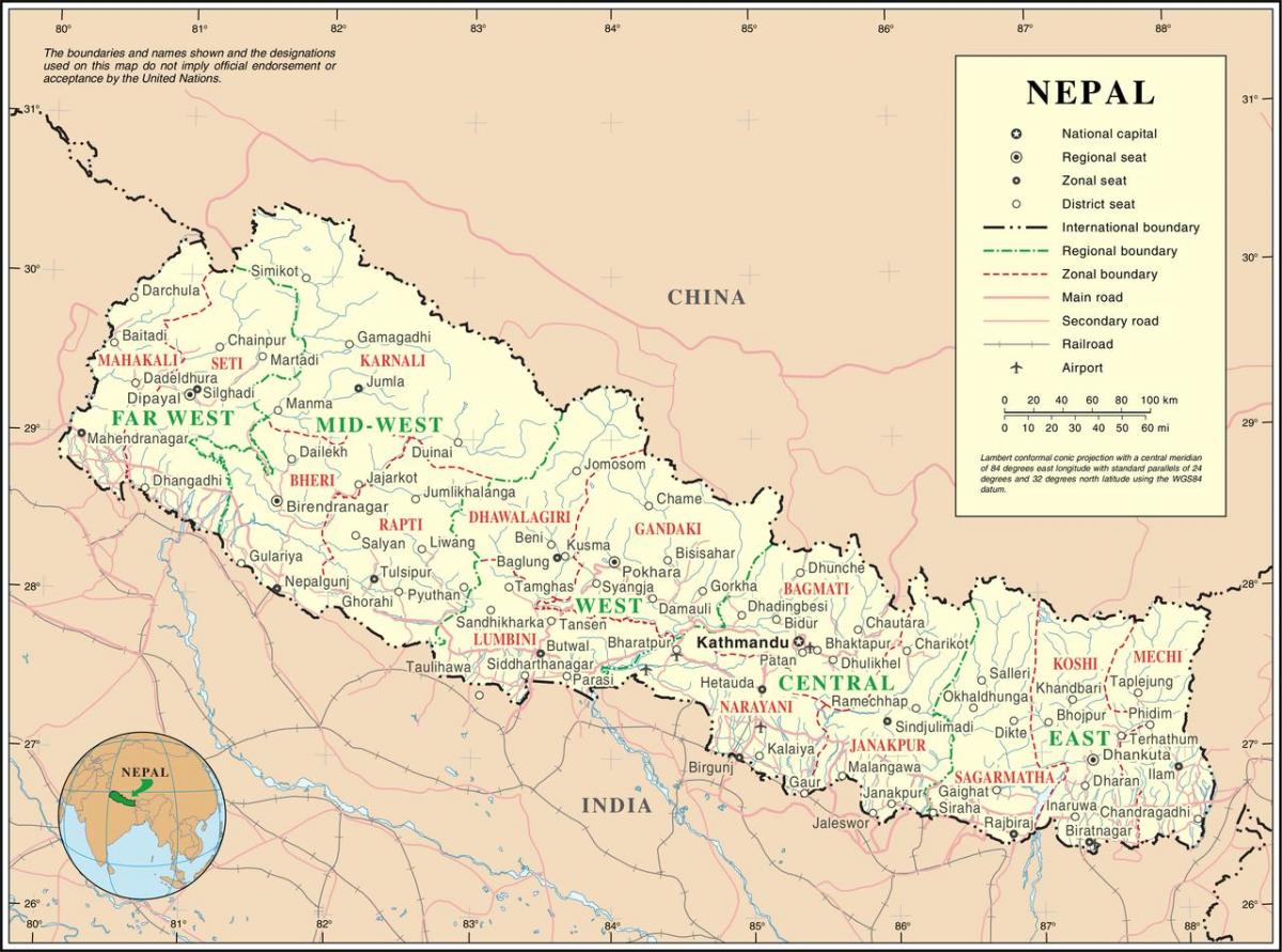 Kolejowa mapa Nepalu