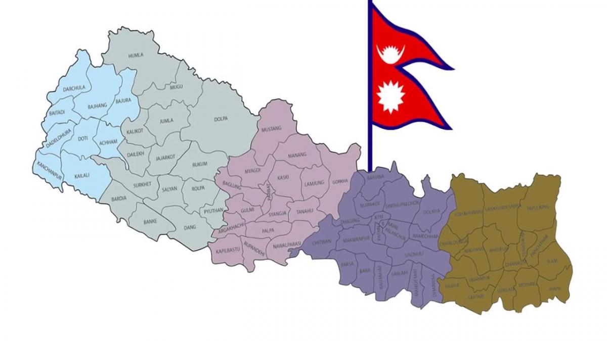 Mapa Nepalu z flagą