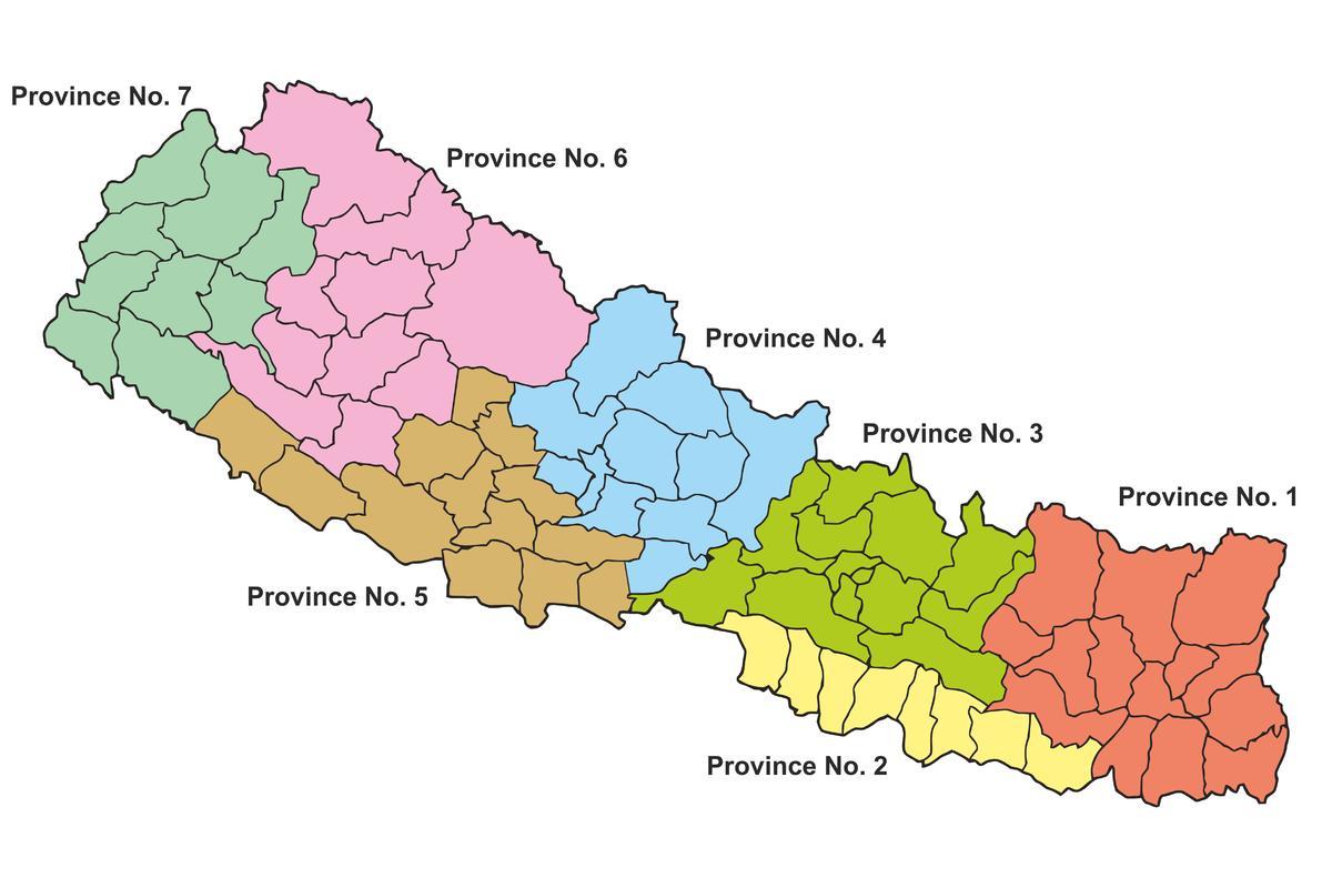 Mapa Nepalu, województw 