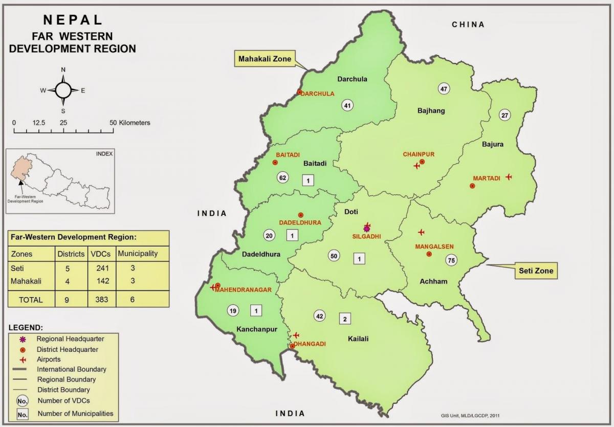 Mapa Zachodniego Nepalu