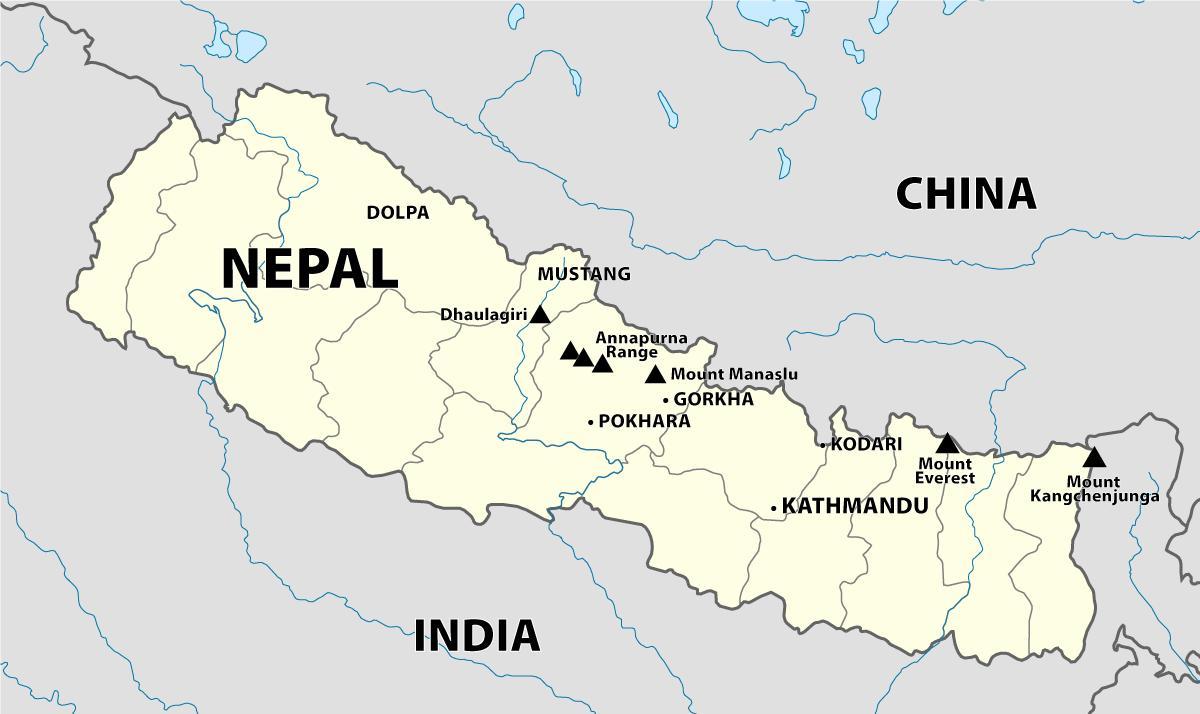 Mapa Nepal, Himalaje
