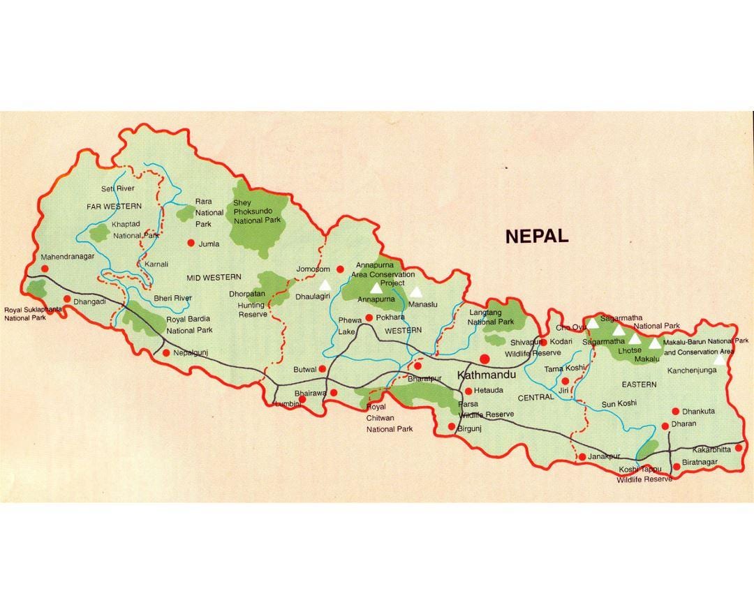 Mapa Nepalu бутвале Dworzec