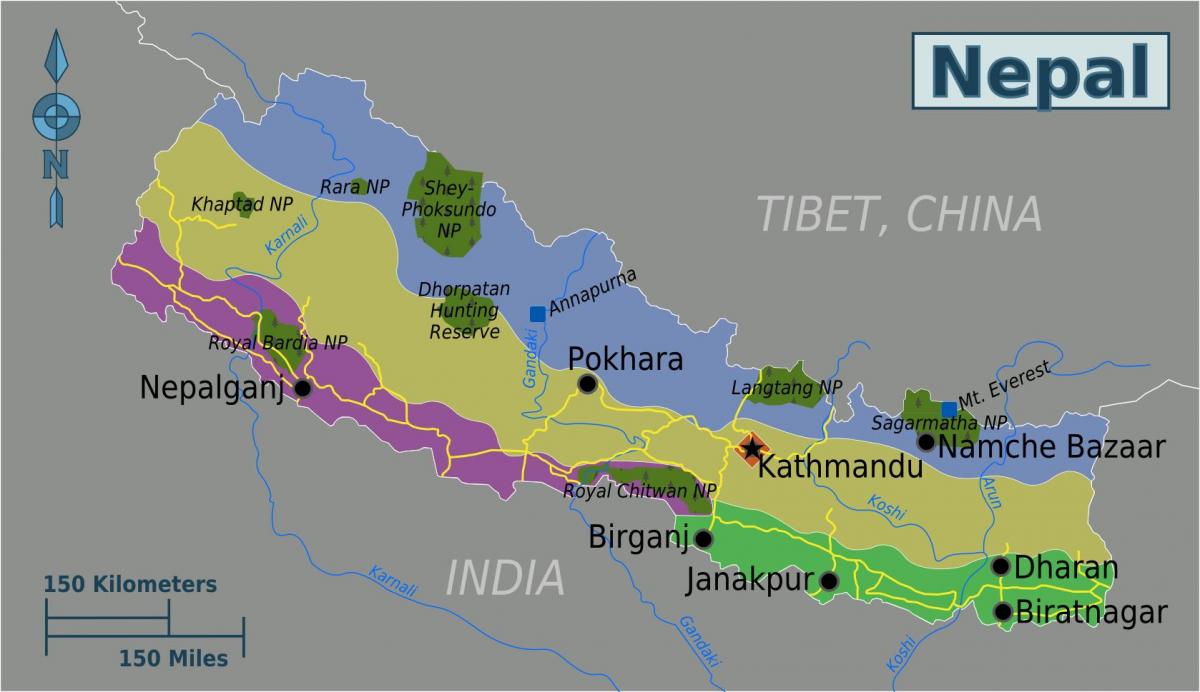 geograficzna mapa Nepalu