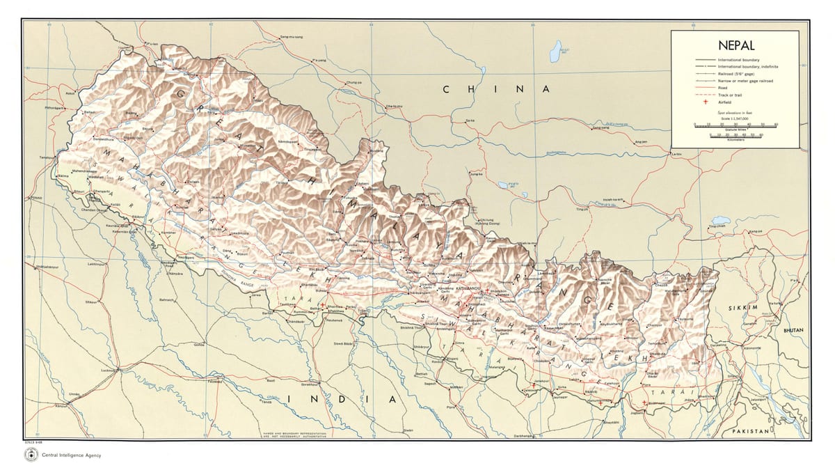 Nepal dworca trasę na mapie