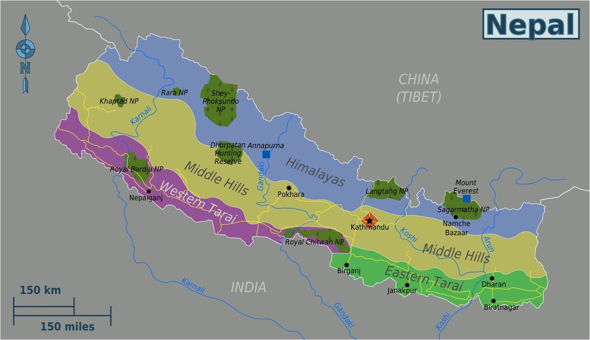 Mapa oryginał Nepal