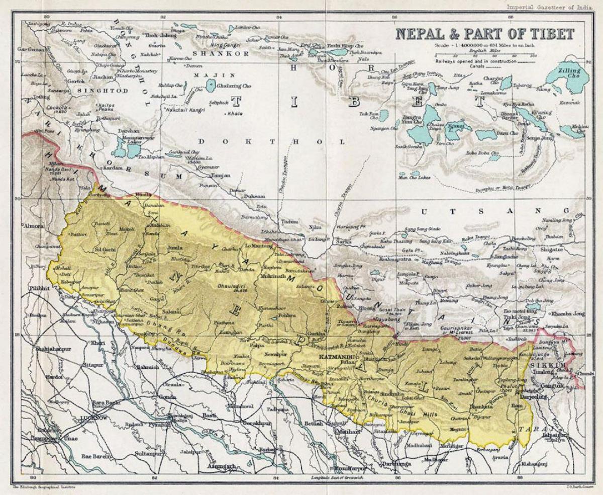 Nepal mapa stara
