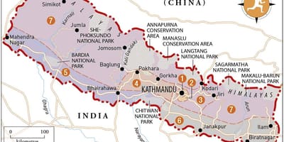 Mapa Nepalu świątyń
