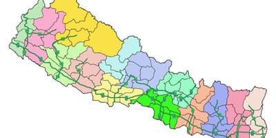 Mapa Nepalu z głównych arterii