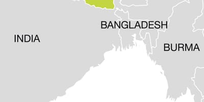 Mapa świata pokazująca Nepal