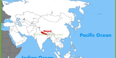 Nepal w Azji mapie