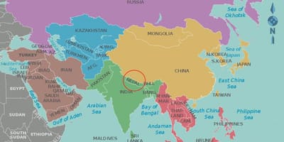 Mapa Nepalu i krajów sąsiednich