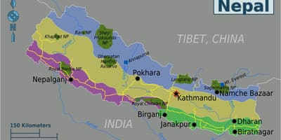 Geograficzna mapa Nepalu