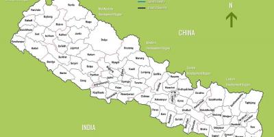 Nepal mapa z miastami