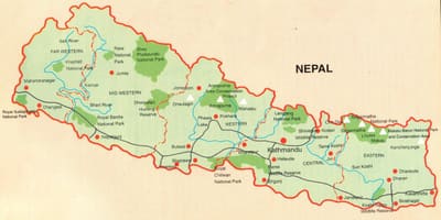 Mapa Nepalu z atrakcji turystycznych