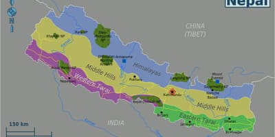 Mapa oryginał Nepal