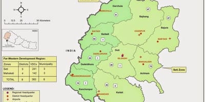 Mapa Zachodniego Nepalu